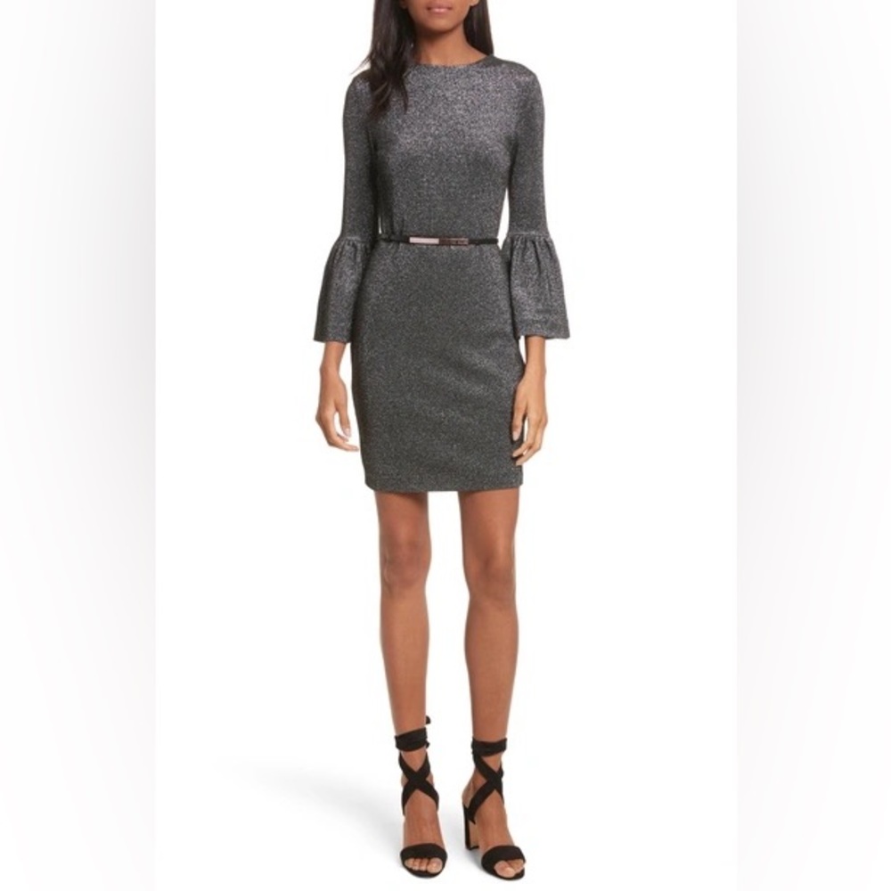 NWT TED BAKER Bell Cuff Metallic Holiday Party Sheath Dress